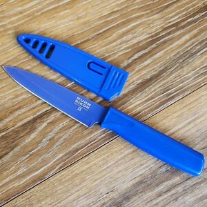 Kuhn Rikon Switzerland Non Stick Paring Knife & Sheath Blue